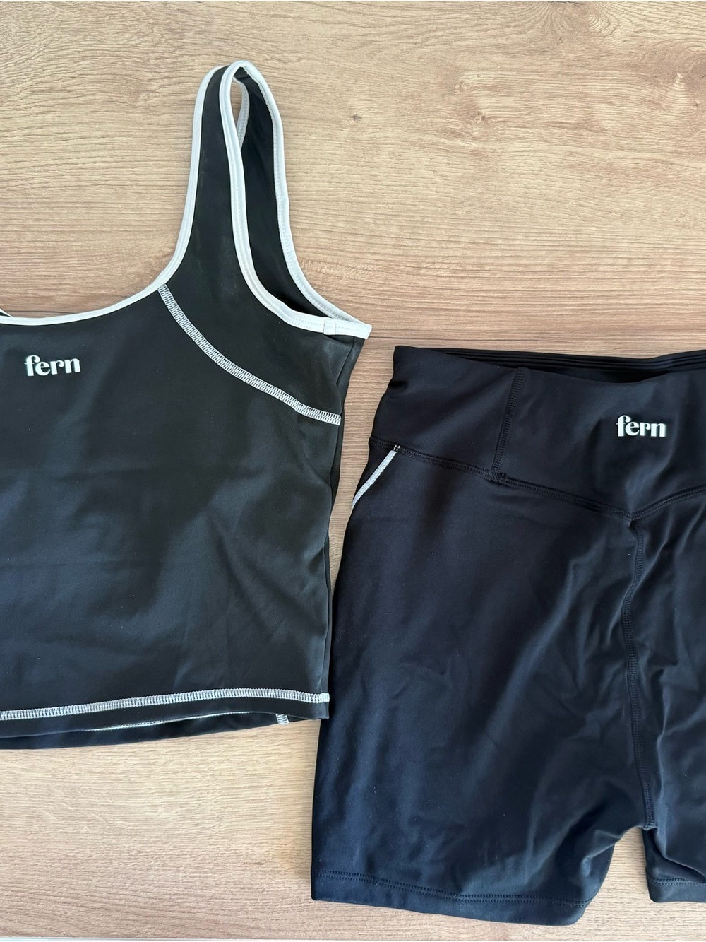 Fern Fitness Black Athletic Tank and Bike Short Set